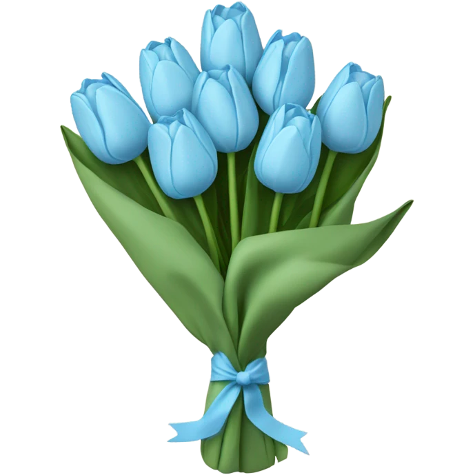 Light blue tulip paper wrapped buque emoji