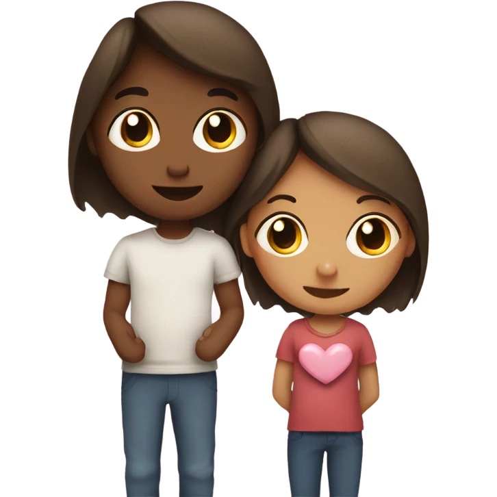 Sister and brother and hearts emoji