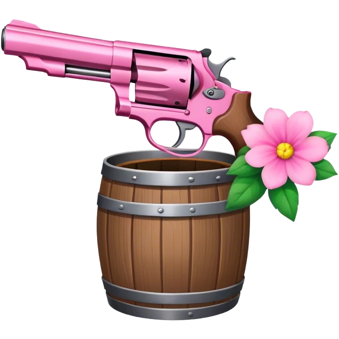 Pink revolver with a flower in a barrel emoji