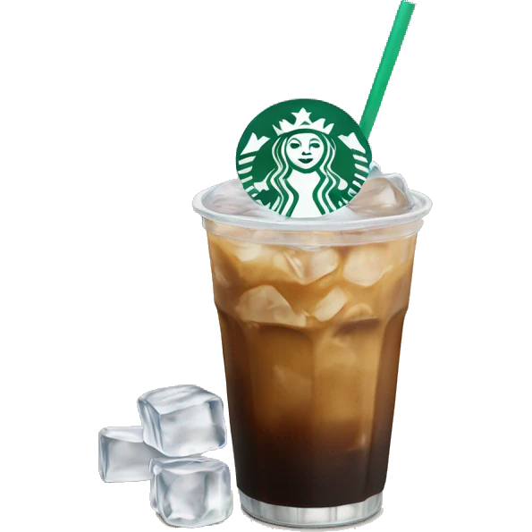 Starbuck ice coffee with ice cubes emoji