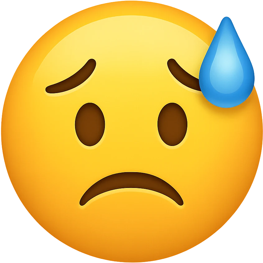 yellow face with cold sweat emoji, digital illustration, no background emoji