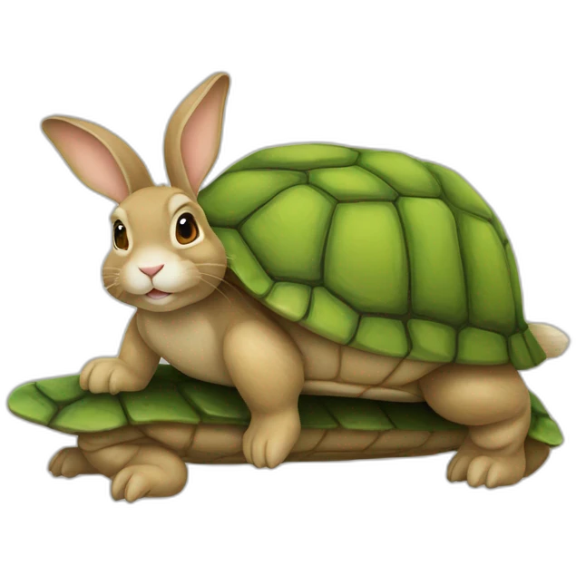 Lapin sur tortue emoji