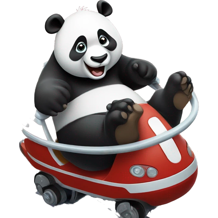 panda in Disneyland, riding a rollarcoaster emoji