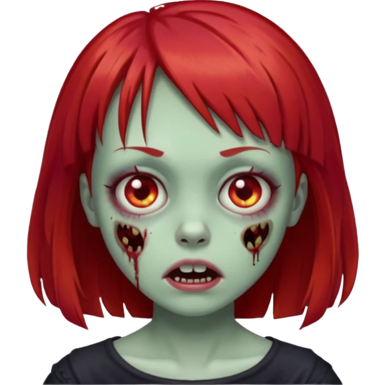 Zombie girl with red hair and bangs emoji