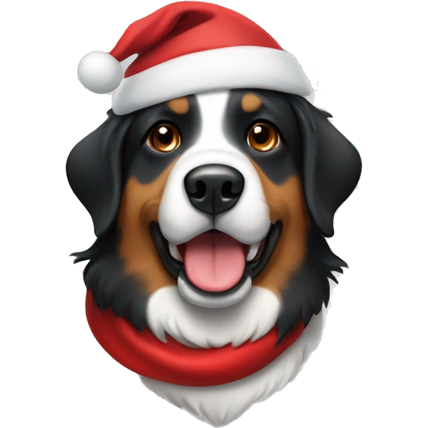 Bernes Mountain dog with a santa hat emoji