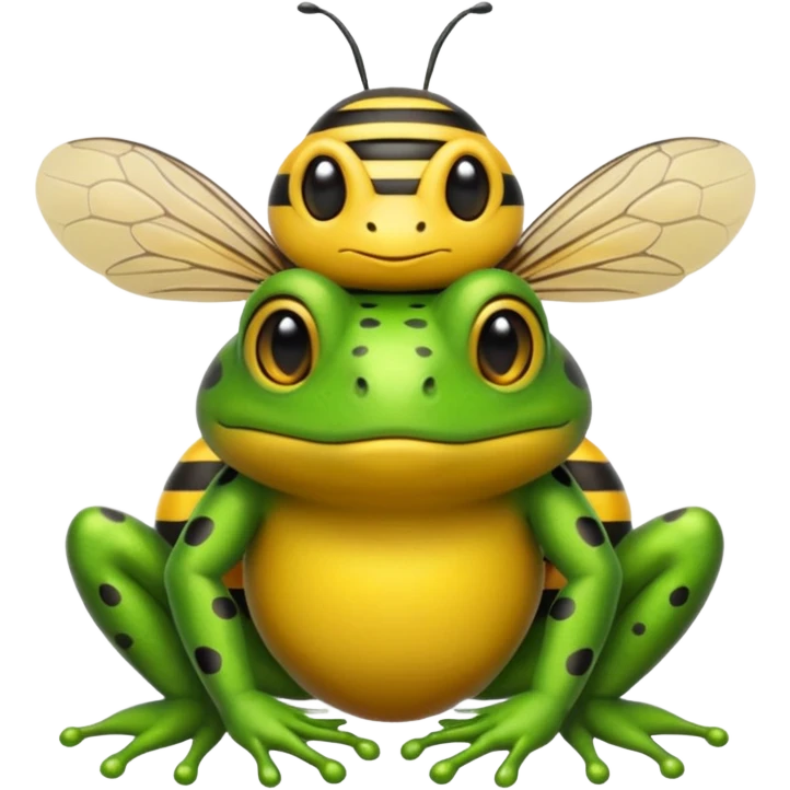A bee sitting on a frogs head emoji