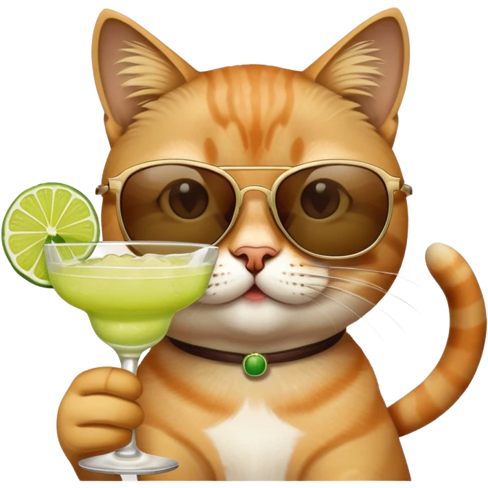 Cat tanning in the sun drinking margaritas  emoji