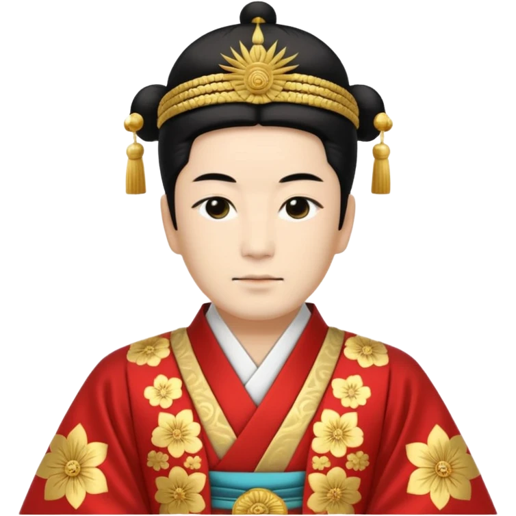 Japanese emperor, Edo period, wearing ceremonial ho and kanmuri, regal pose emoji
