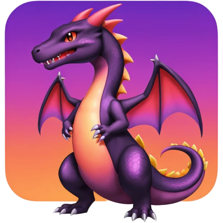 Obsidian-Black and red/purple-gradients lanky elegant evil badass handsome cool beautiful Shiny-Charizard-Salazzle-Seviper-Salandit-fusion emoji