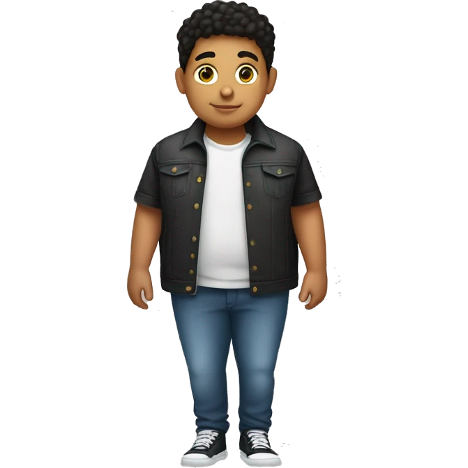 Full body young Hispanic boy that is extremely short and fat with a low taper fade  emoji