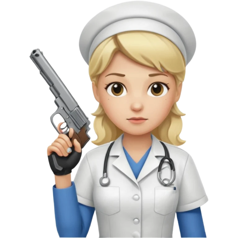 blonde nurse with a gun emoji
