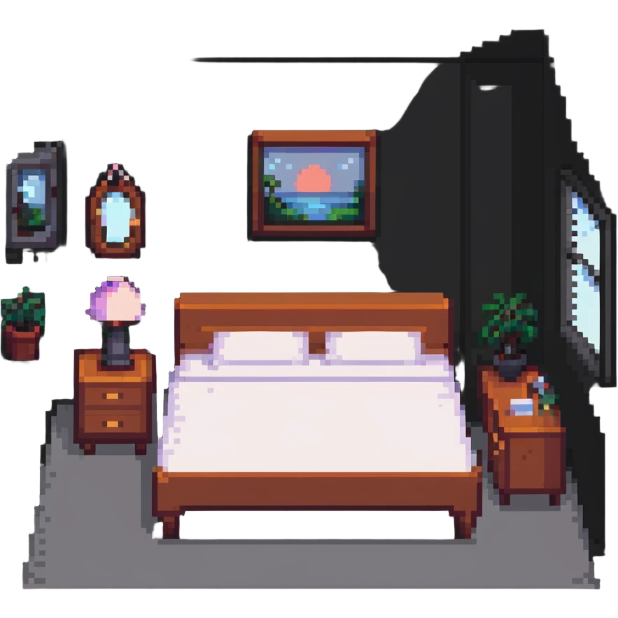 aesthetic bedroom with twinkly fairy lights and green vines growing on the walls emoji