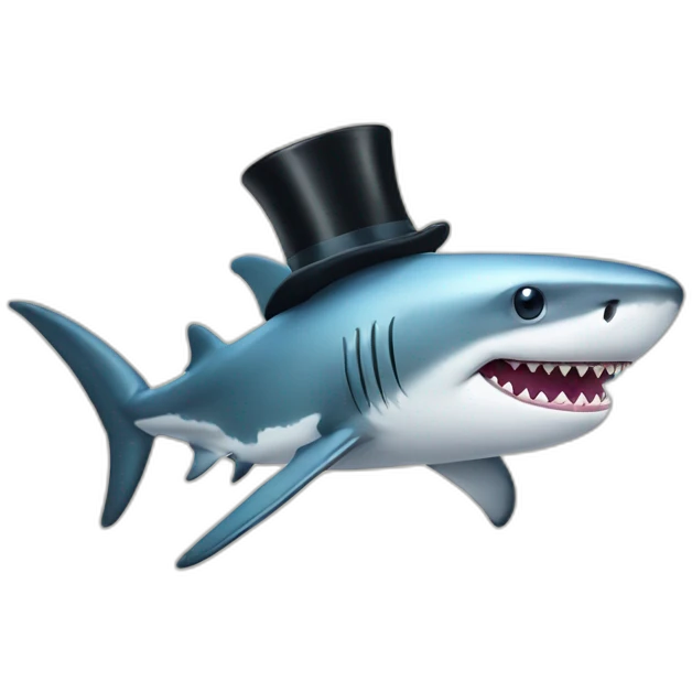 Shark with a top hat emoji
