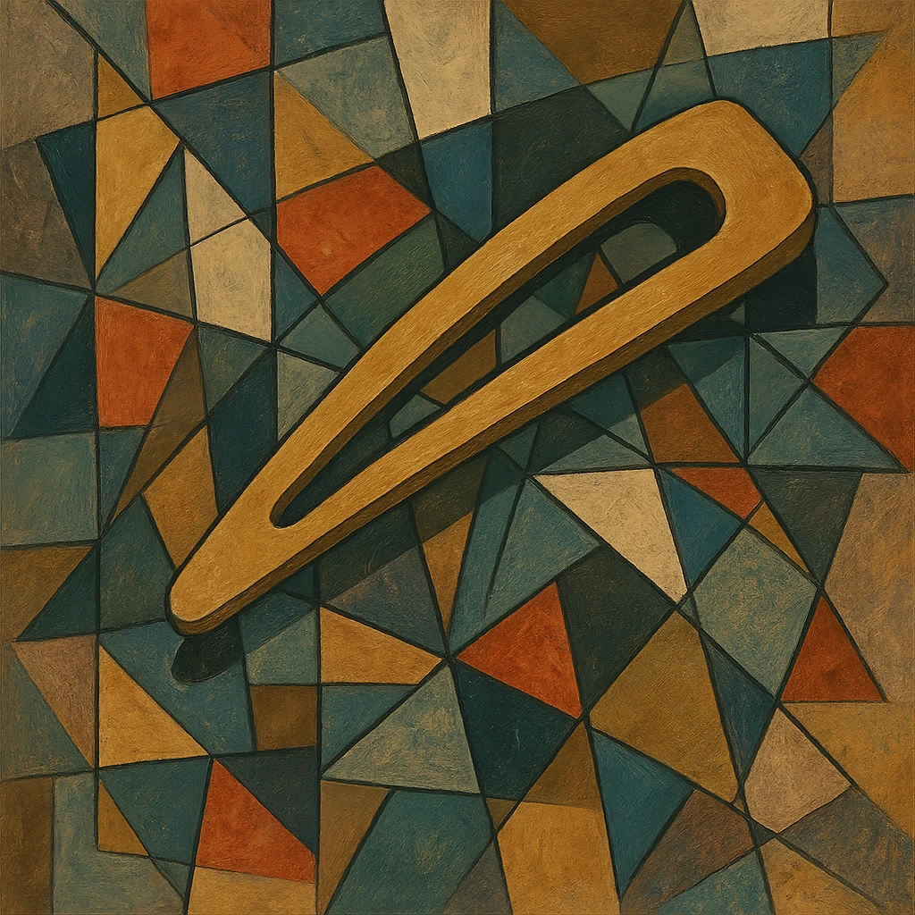 hairclip, geometric shapes, cubist abstraction style emoji