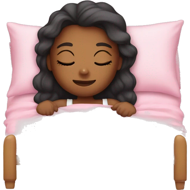 girl sleep in her pink bed emoji