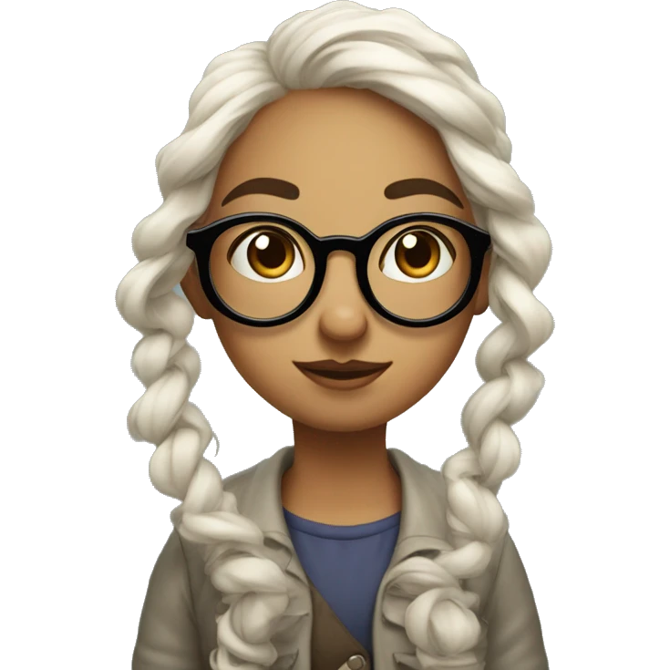 a nerd girl with big swirly glasses pushing them up to their nose emoji