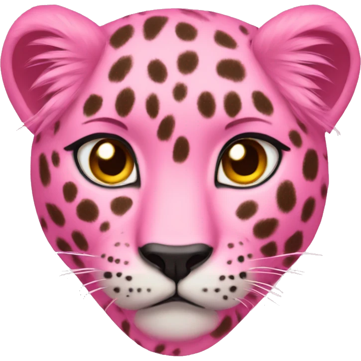 A pink leopard with golden eyes and fur emoji