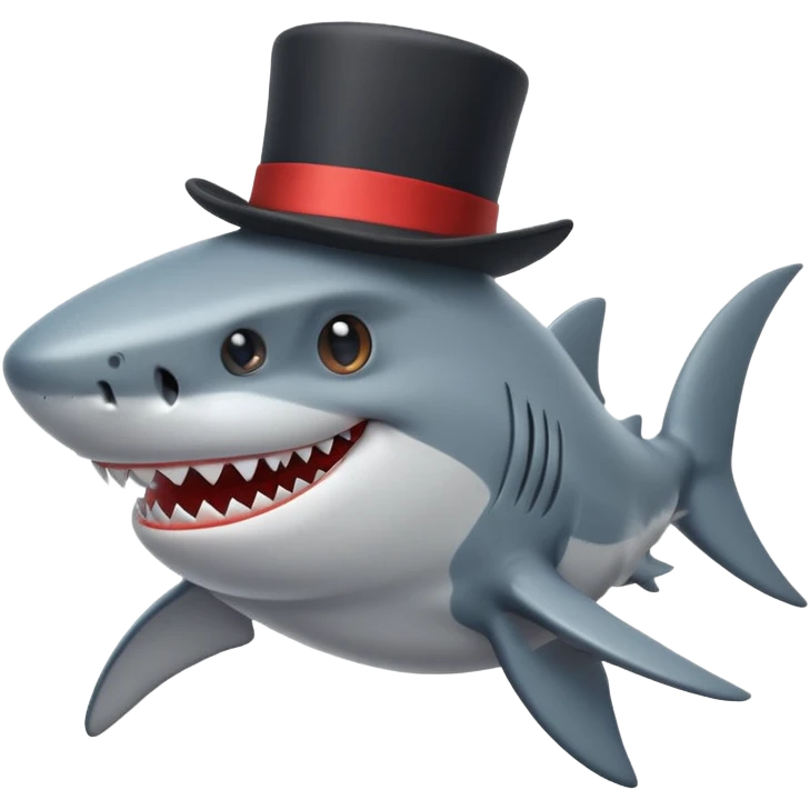 Shark with a top hat emoji