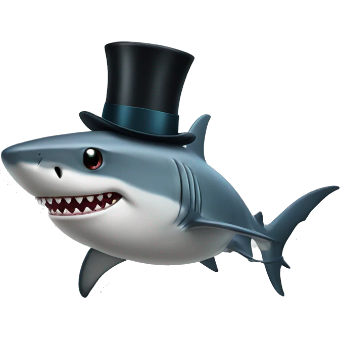 Shark with a top hat emoji