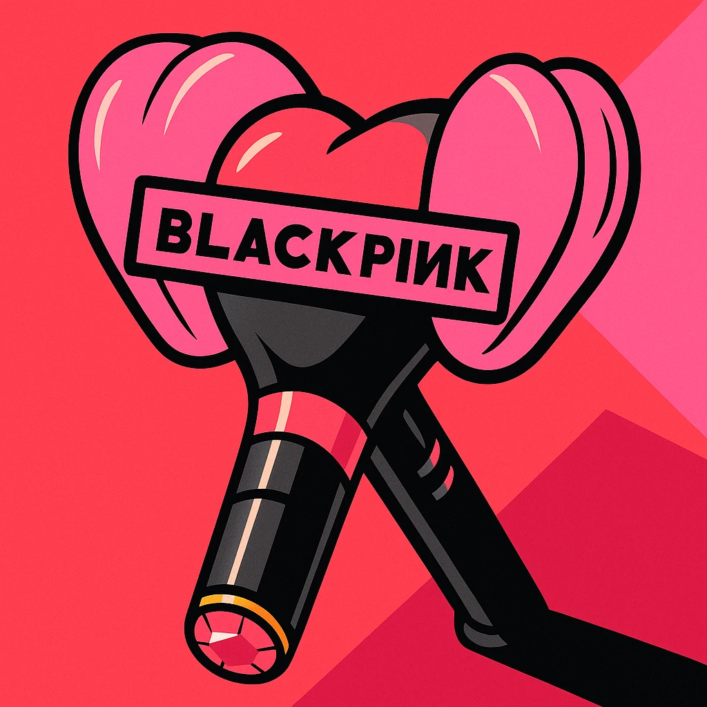 stylish object inspired by BLACKPINK, featuring black and pink colors, bold and modern design, touch of glamour, vibrant toon style emoji