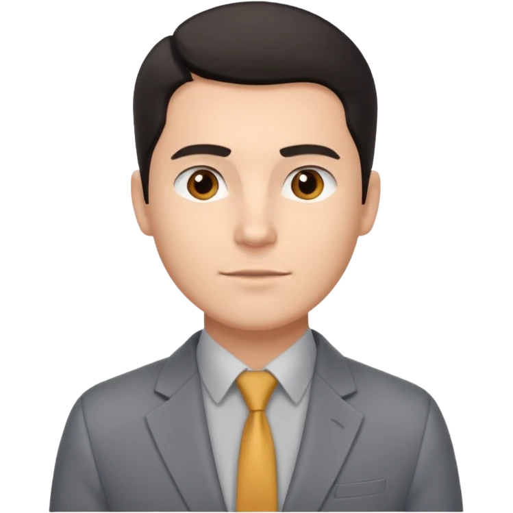 Мужчина с тёмными волосами, аккуратно уложенными назад, чисто выбритый, уверенное, но доброжелательное выражение лица, минималистичный пиджак без галстука. emoji