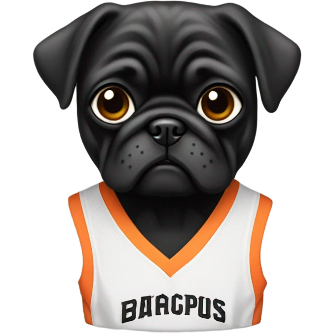 Black pug in a San Francisco basketball uniform emoji