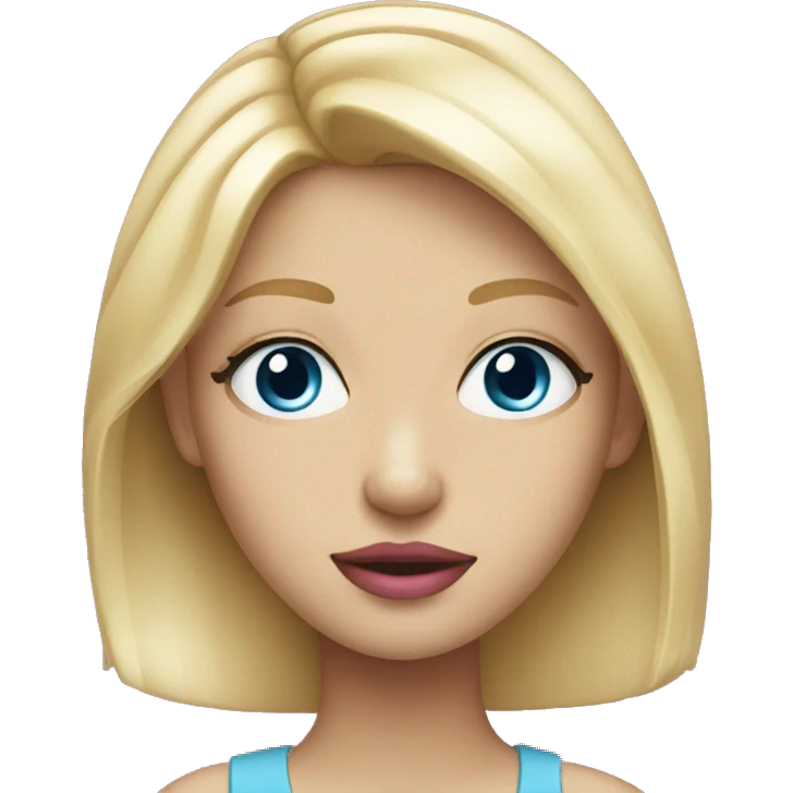 Blond girl with blue eyes and pink lips emoji