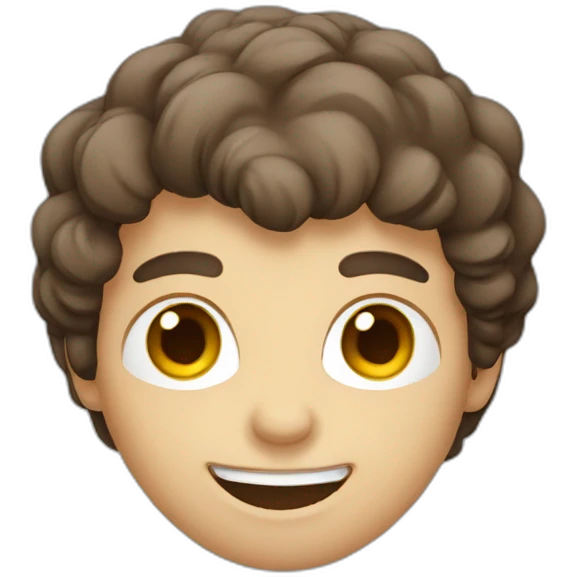 Happy scientist with brown hair and eyes emoji