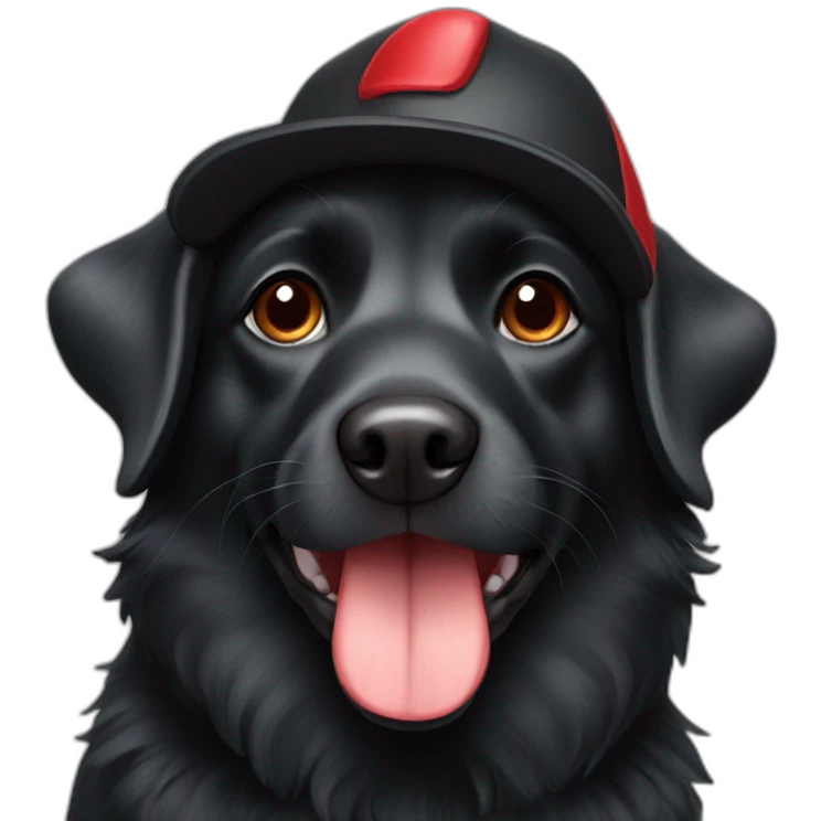 black dog with red hat emoji