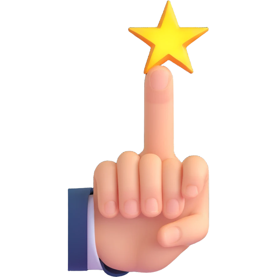 magical finger pointing outward with a glowing star or beam of light at the fingertip, no text emoji