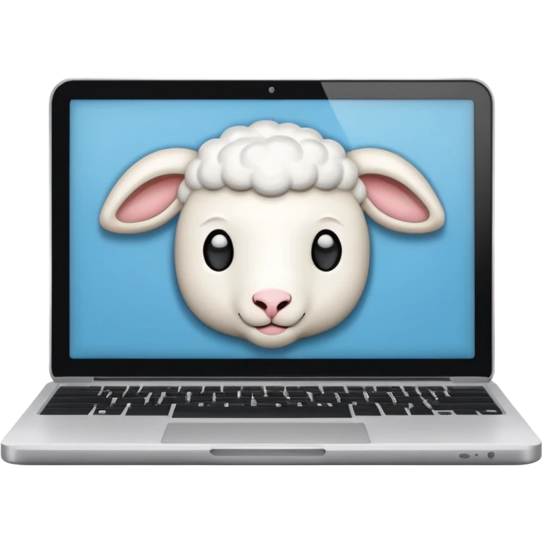 a closed laptop with a lamb logo emoji