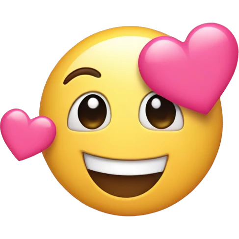 Happy emoji with pink hearts around it emoji