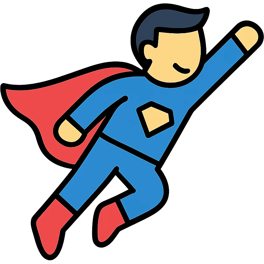 Superhero with cape flying emoji
