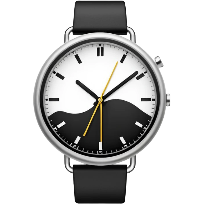 necesito un reloj, ilustrado minimalista, a blancoy negro, con linea delgada , como un icono emoji