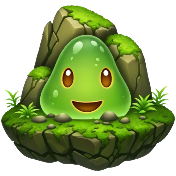 Floating mossy rock with glow emoji