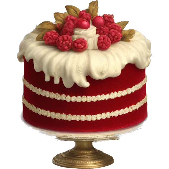 highly detailed vintage rococo red velvet cake emoji