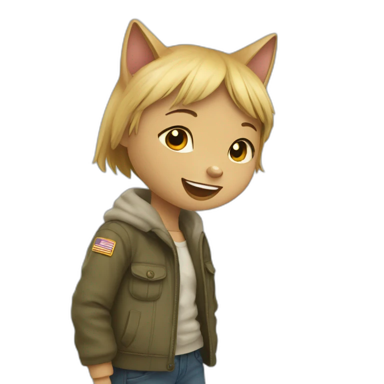 Un chat avec une fille emoji