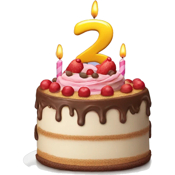 A birthday cake with the number 23 on emoji