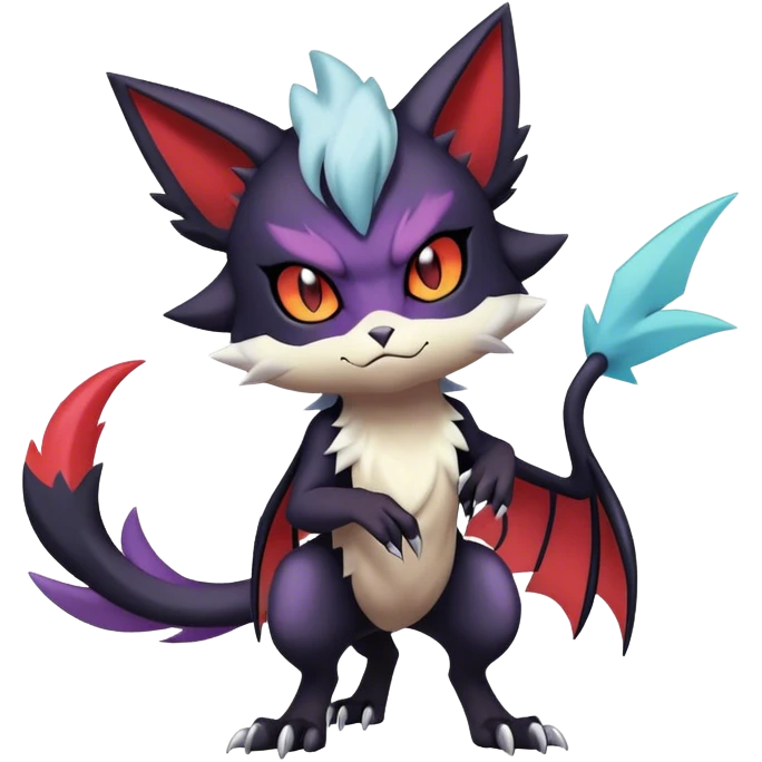 Edgy Cool Kawaii Litten-Noivern-Noibat-Absol-Pokémon Full Body emoji