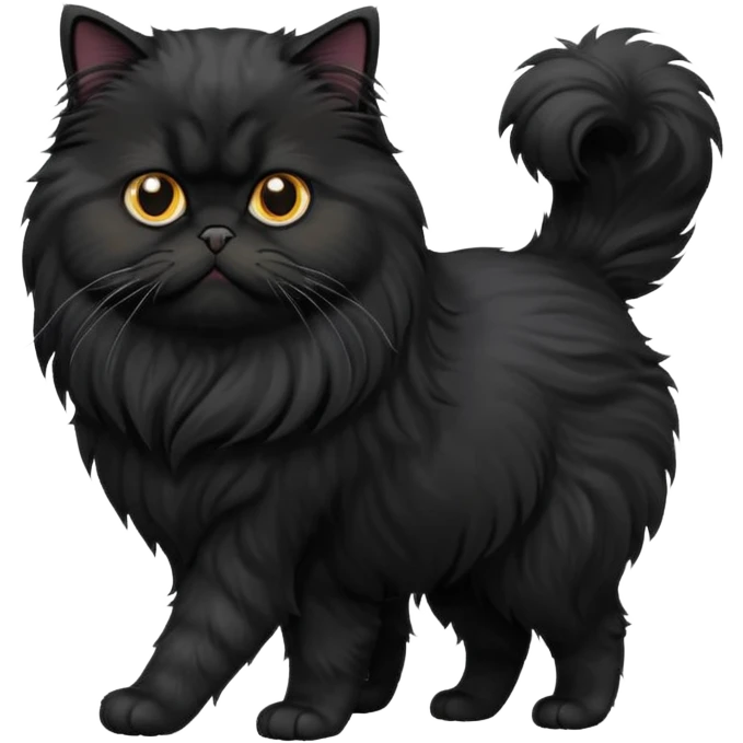 Black Persian Cat walking emoji