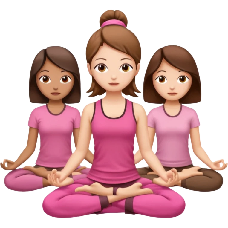 3 girls meditating dressing pink and brown clothers emoji