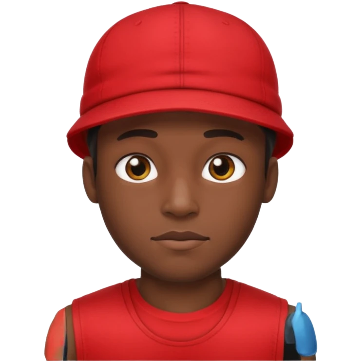 black guy with cap and red tank top emoji
