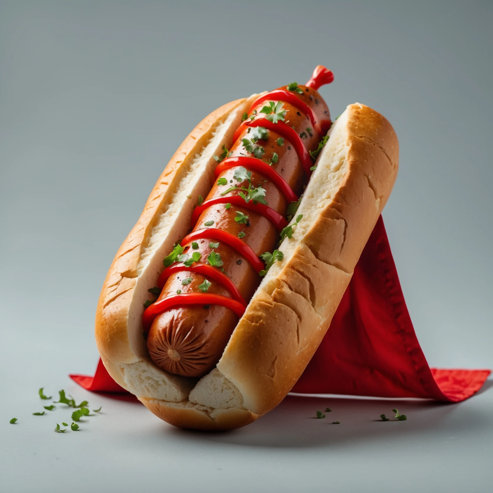 hot dog wearing a red cape emoji