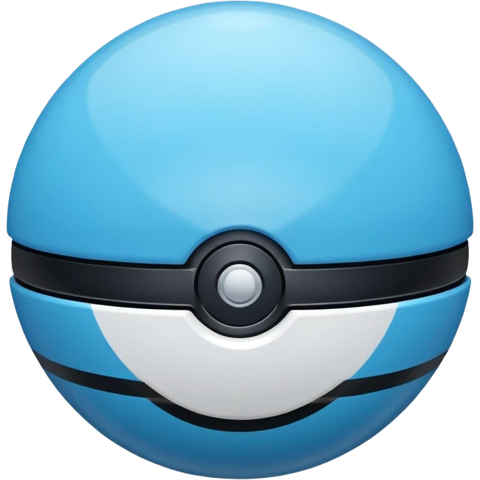 vibrant blue pokeball emoji with a black stripe and highlights, top half vibrant blue, bottom half white emoji