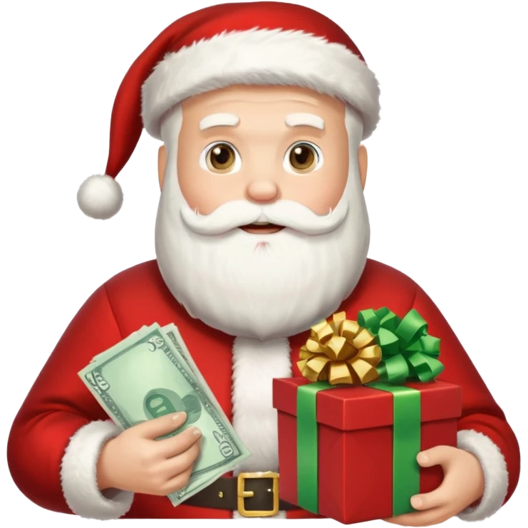 santa with money and instagarm logo on gift emoji