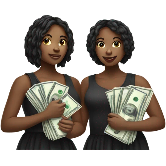 Pretty black twins with money emoji