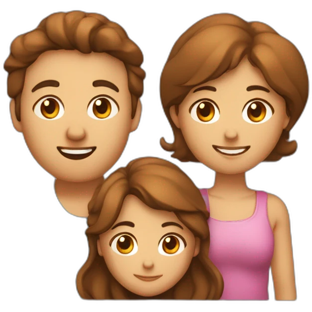 Un couple homme femme avec un homme petit et brun et une femme de taille moyenne et cheveux de couleur châtain emoji