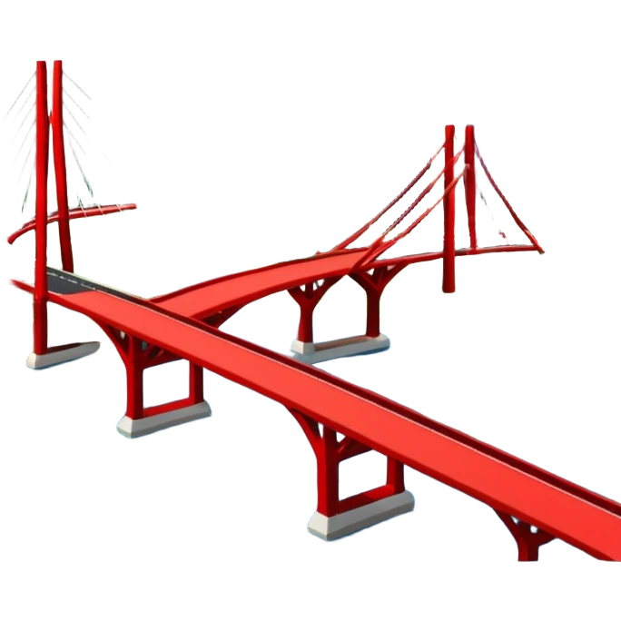 advanced modern island with advanced infrastructure, parks, contemporart buildings, and with a red bridge on one side emoji