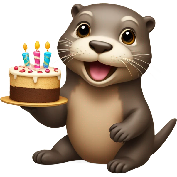 Otter with a birthday cake emoji