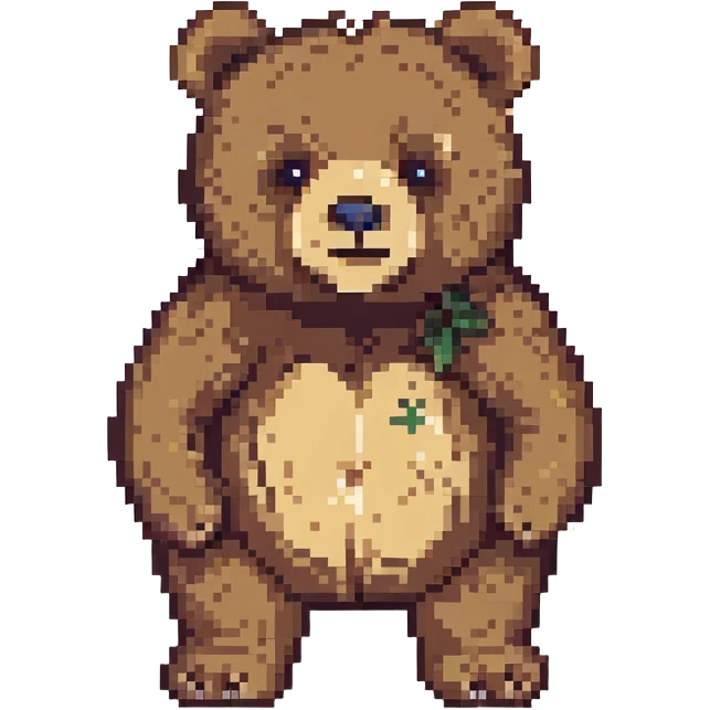 pixel art of a big bear with a visible scar on its cheek emoji